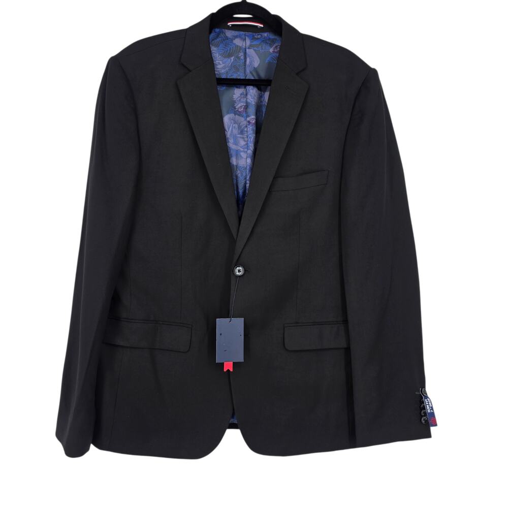 NWT Soul Of London Black Essential Slim Fit Single Breasted Blazer Jacket Sz 46